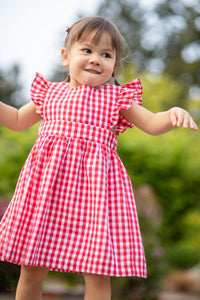 Patriotic girls dress, red & white check dress, toddler dress, vintage dress, twirl dress, heirloom dress, classic girls clothing
