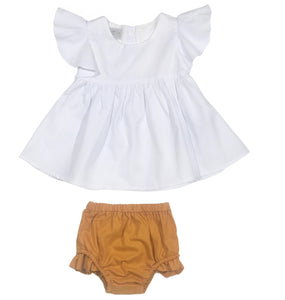 White Cotton Dress & Bloomers
