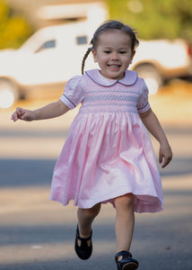 Little Girl  Hand Smocked Liberty Dress Pink Dress