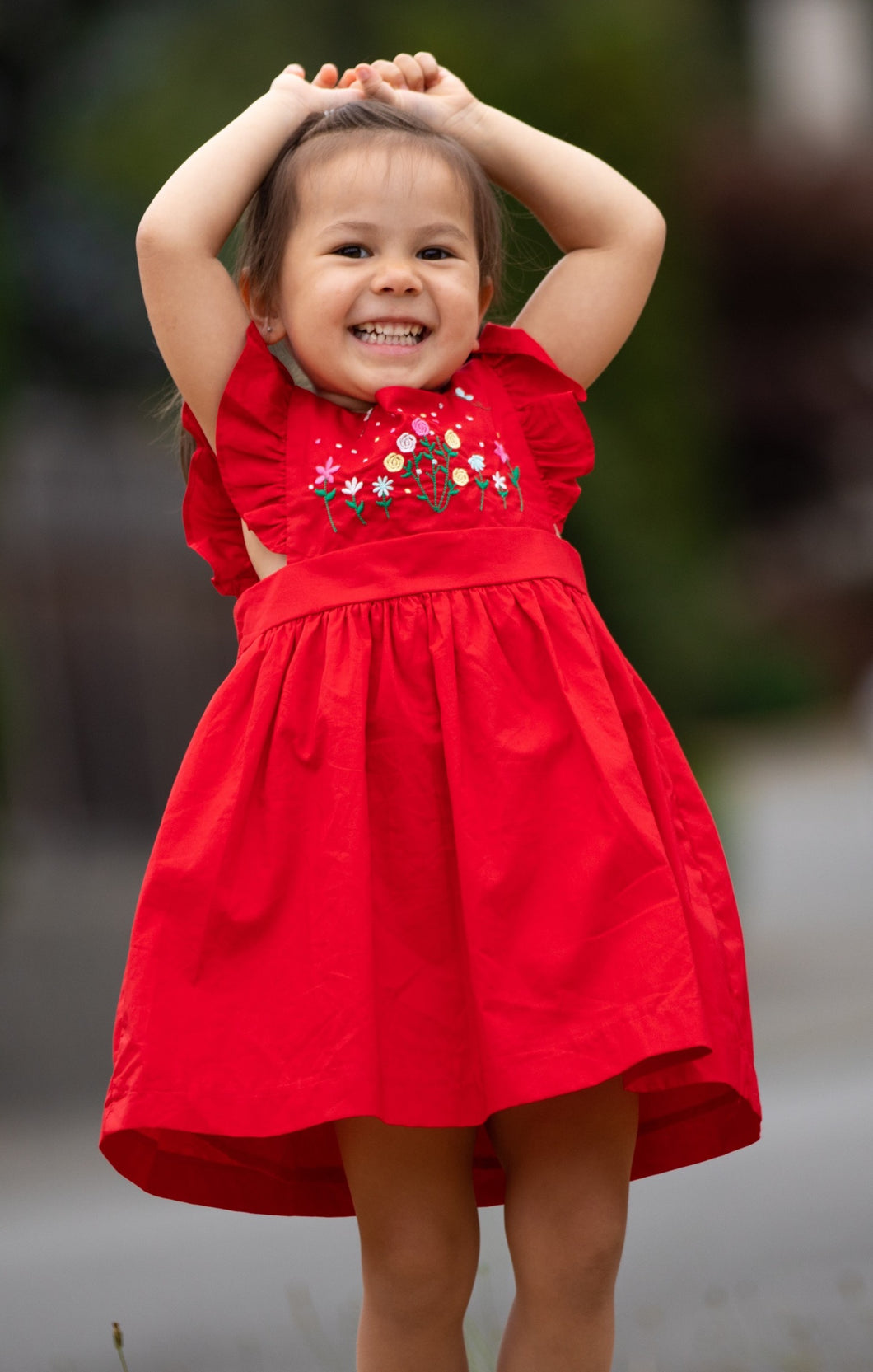 Little Girls' Red Hand Embroidery Dress PHLONA Little Girls' Red Hand Embroidery Dress PHLONA