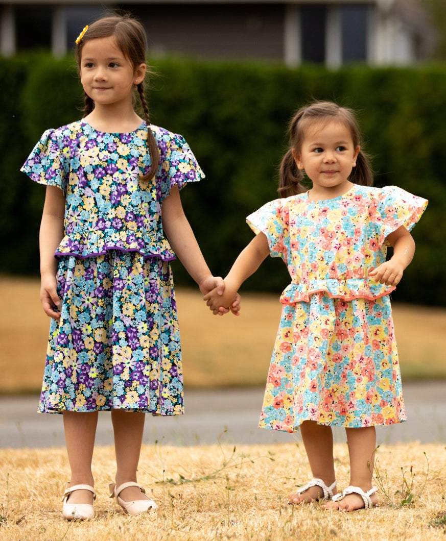 Floral Ruffle-Waist Angel-Sleeve Dress - Infant, Toddler & Girls