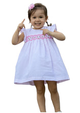 Little Girls' Seersucker Hand Smocked Dress - 100% Cotton