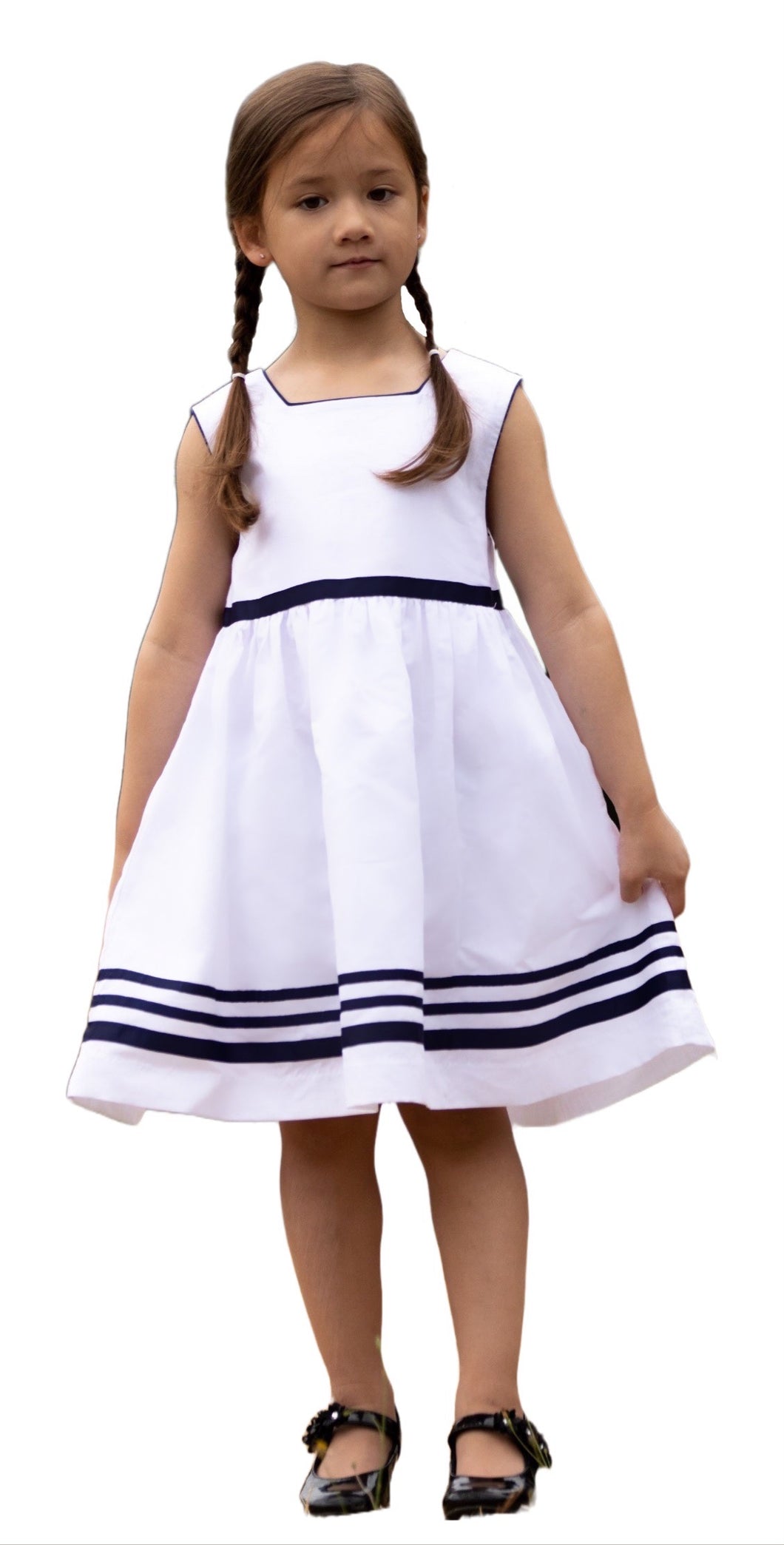 Vintage girls dress, white dress, blue girls clothing, heirloom clothing, vintage length dress, sailboat outfit, beach dress, toddler dress