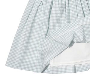 Green Gingham Smocked Ruffle-Collar Puff-Sleeve Liberty A-Line Dress - Toddler & Girls