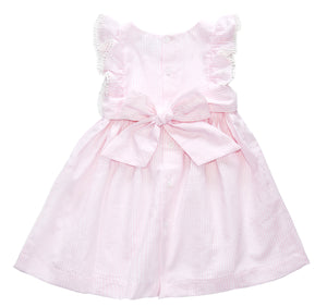 Pink Stripe Embroidered Smocked Angel-Sleeve Dress - Infant, Toddler & Girls