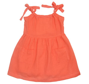 Pink Shoulder-Tie Pocket A-Line Dress - Toddler & Girls