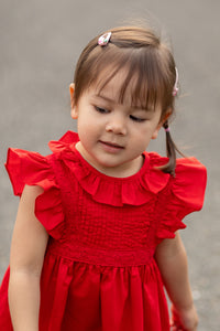 Red Voile Lace Trim Dress