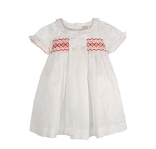 White Linen Hand Smocked Angel Dress for Party Casual Dress Toddler Girls 6 Months - 6 Years
