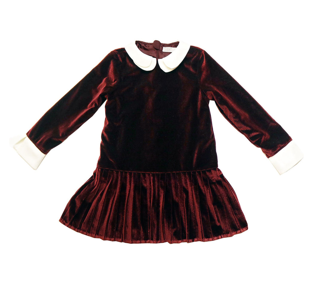 Girls Vintage Velvet Dress Long Sleeve Party Dress Tiered Ruffle Swing Tunic Velvet Shirt Dress