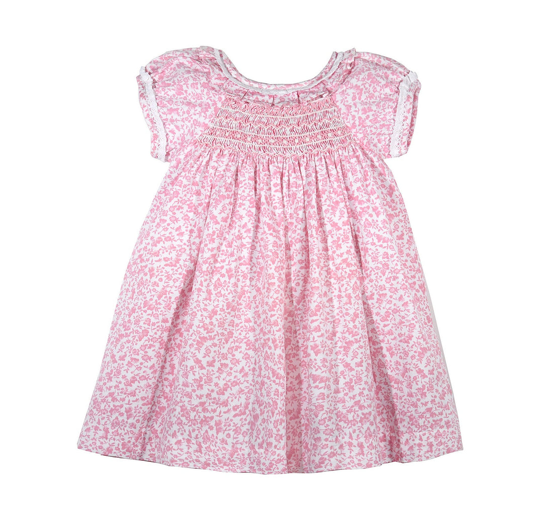 Pink Floral Smocked Babydoll Dress