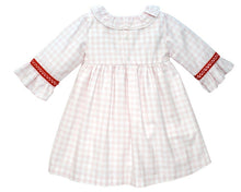 Pink & White Gingham Ruffle- Sleeve Dress Hand Smocked Dress