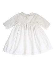 White Smocked Button-Front A-Line Dress Ruffle Long Sleeve Dress - Infant, Toddler & Girls