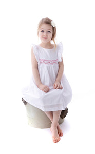 Girls Pin Dot Smocked Angel-Sleeve Dress - Casual Easter Summer Sundress Flower Girl Dress - Infant, Toddler