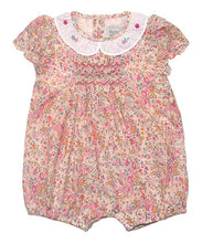 Pink and Cream Floral Smocked Bubble Bodysuit