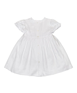 White Seersucker Smocked A-Line Dress - Toddler & Girls