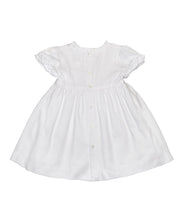 White Seersucker Smocked A-Line Dress - Toddler & Girls